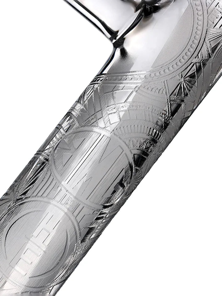 Etched art along the MAX2 tower body